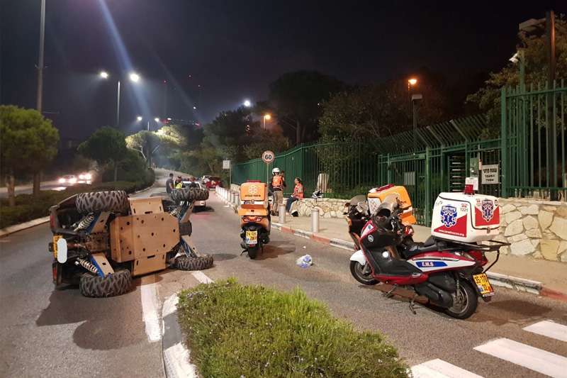 הטרקטורון שהתהפך, בשד׳ אבא חושי | צילום: איחוד הצלה כרמל ואשר