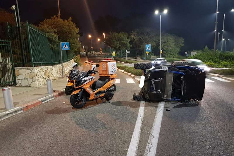 הטרקטורון שהתהפך, בשד׳ אבא חושי | צילום: איחוד הצלה כרמל ואשר