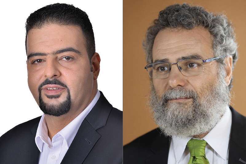 הרב דב חיון (צילום: מיכה בריקמן) ורג'א זעאתרה (צילום: החזית החיפאית)