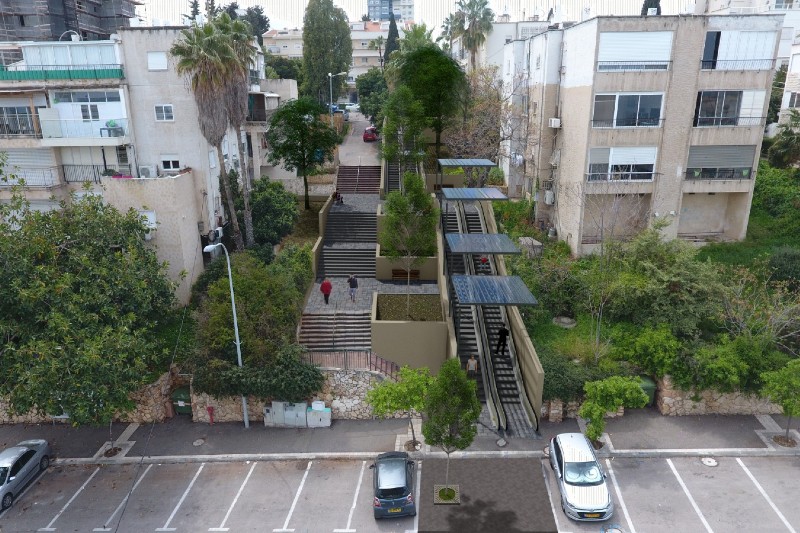 דרגנוע בשכונת נוה שאנן | הדמיה: משרד ינון - תכנון ייעוץ ומחקר