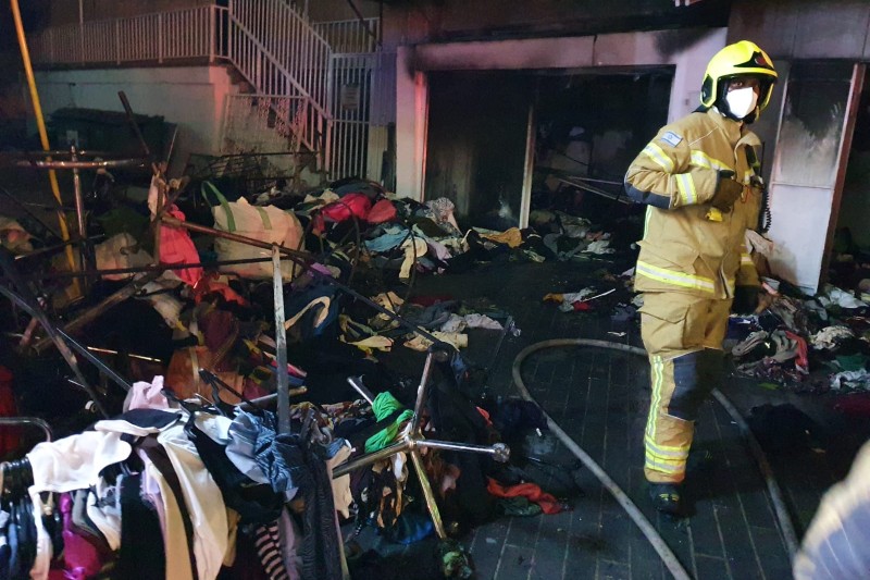 זירת האירוע ברחוב הרצל | צילום: כבאות והצלה