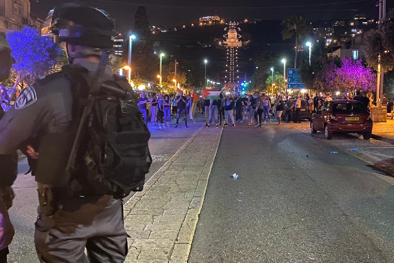 הפגנה הערב במושבה הגרמנית | צילום: דוברות המשטרה