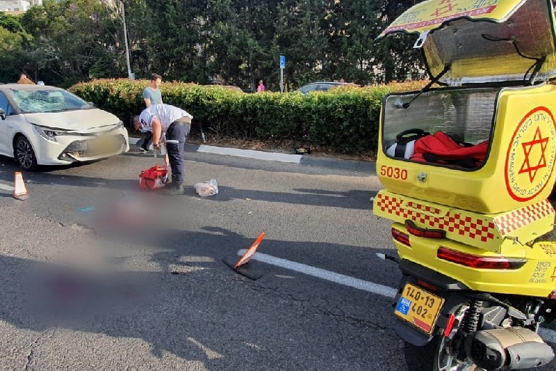 זירת התאונה, רח' טשרניחובסקי | צילום: מד"א