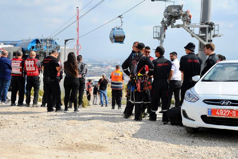 תרגיל חירום, רכבלית המפרץ | צילום: כבאות והצלה
