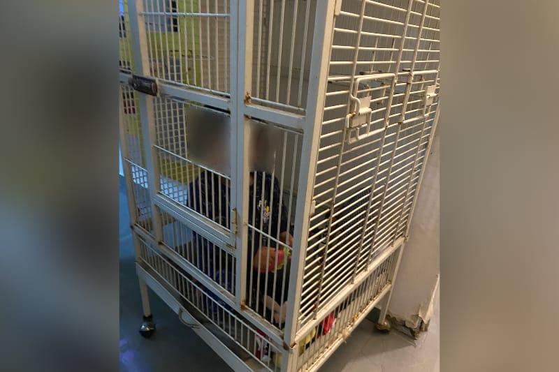הילד כלוא בכלוב | צילום: דוברות המשטרה