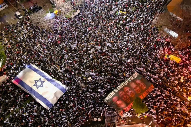 ההפגנה בצומת מרכז חורב | צילום: דרור גלבוע